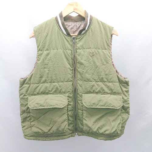 ◇ Θ BONLECILL ボンルシール 2way リバーシブル ダウンベスト サイズF グリーン ベージュ レディース E 【中古】