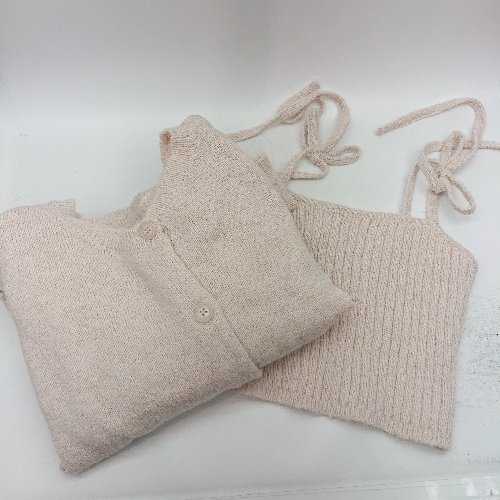 ◇ ⊇ one after another NICE CLAUP ニットキャミソール ニットカーディガン サイズF ピンクベージュ レ..