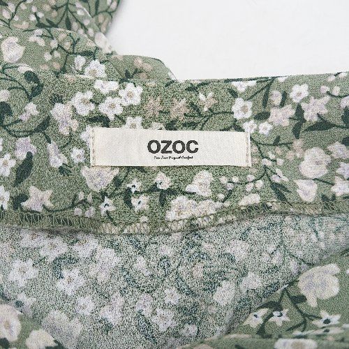 ◇ OZOC オゾック 花柄 ウエストゴム 綺麗め ロング丈 ワンピース サイズ38 グリーン系 レディース E 【中古】