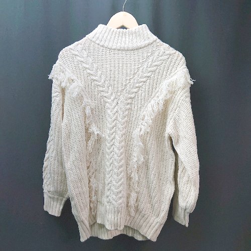 ◇ natural couture ハイネック ケーブル編み 厚手 ナチュラル 長袖 ニット 表記なし アイボリー レディース E 【中古】