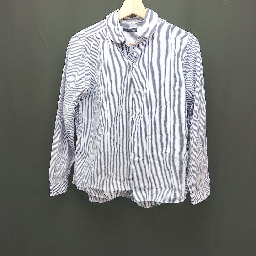 ◇ smock スモック ストライプ柄 オフィスカジュアル フロントボタン 長袖 シャツ 表記なし ブルー系 レディース E 【中古】