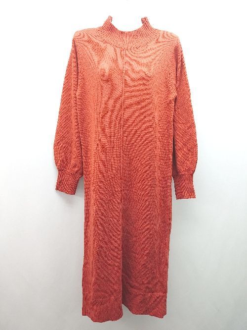 ◇ vis-à-vis ビザビ 無地 生地厚手 シンプル ロング丈 ワンピース サイズF オレンジ系 レディース E 【中古】