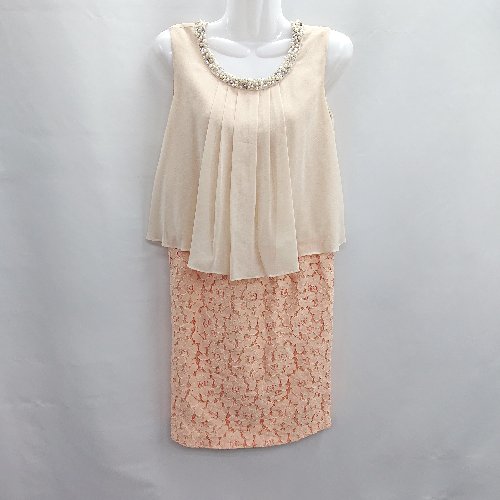 ◇ ⊂ A・S・P レース 膝丈 ワンピース サイズ9号 ピンク ベージュ レディース E 【中古】