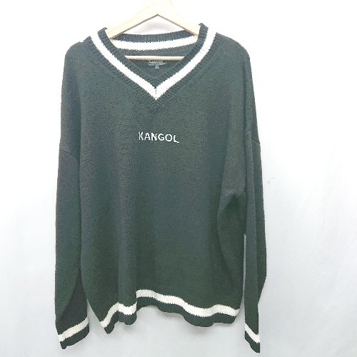 ◇ ⊇ KANGOL カンゴール 薄手生地 長袖 ニット サイズF ブラック ホワイト レディース E 【中古】