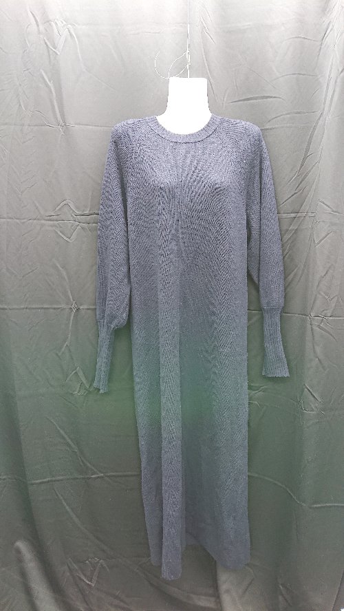 ◇ ⊇ UNITED ARROWS ボリュームスリーブ 長袖 ロング ニットワンピース サイズ F ネイビー系 レディース E 【中古】