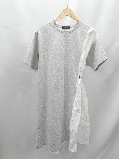 ◇ ⊂ ATELIER SIX 異素材ミックス ウエストドロスト 半袖 ロング ワンピース 表記なし グレー レディース E 【中古】 ◇ ⊂ ATELIER SIX 異素材ミックス ウエストドロスト 半袖 ロング ワンピース 表記なし グレー レディース E 【中古】