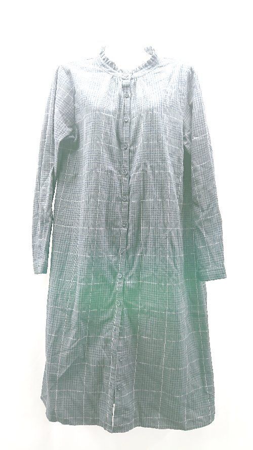 ◇ SELF+SERVICE チェック柄 起毛 シンプル カジュアル 長袖 ロング丈 ワンピース サイズM チャコールグレー レディース E 【中古】