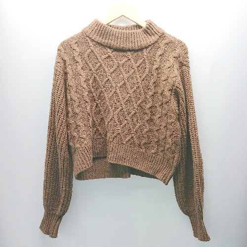 ◇ who's who Chico ハイネック ケーブル編み カジュアル 丈短め 長袖 ニット サイズ表記なし ブラウン ..