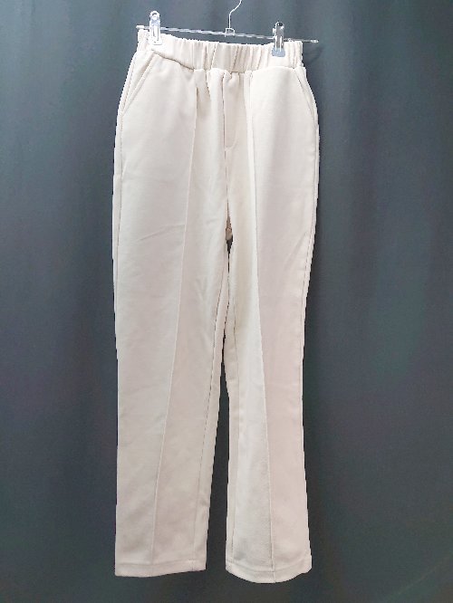 ◇ JUNOAH ジュノア ウエストゴム センタープレス 両サイドポケット ストレートパンツ サイズM ホワイト レディース E 【中古】