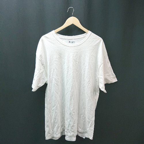 ◇ Champion チャンピオン 無地 ブランドロゴ シンプル 厚手 長袖 Tシャツ サイズ2XL ホワイト レディース メンズ E 【中古】