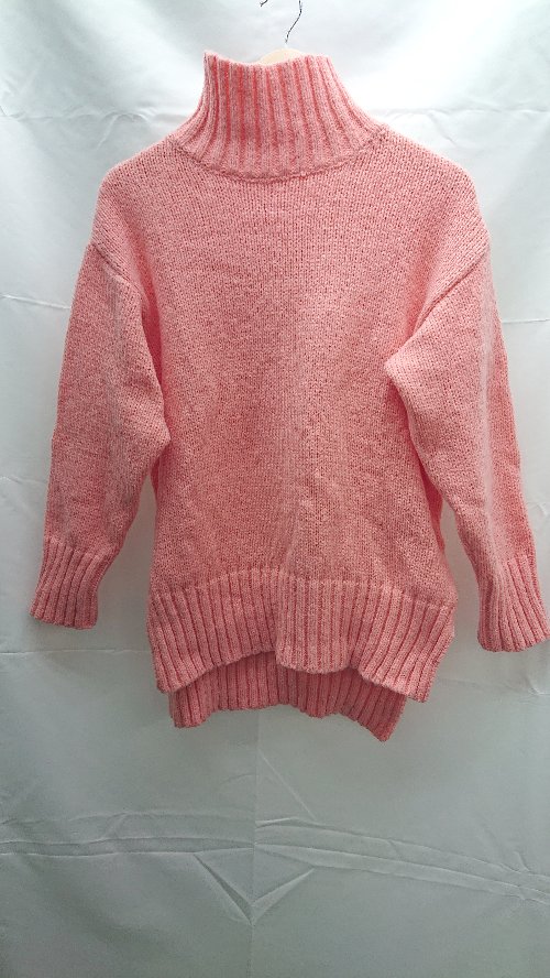 ◇ Aunt Marie's ハイネック ケーブル スリット 長袖 ニット サイズF ピンク系 レディース E 【中古】
