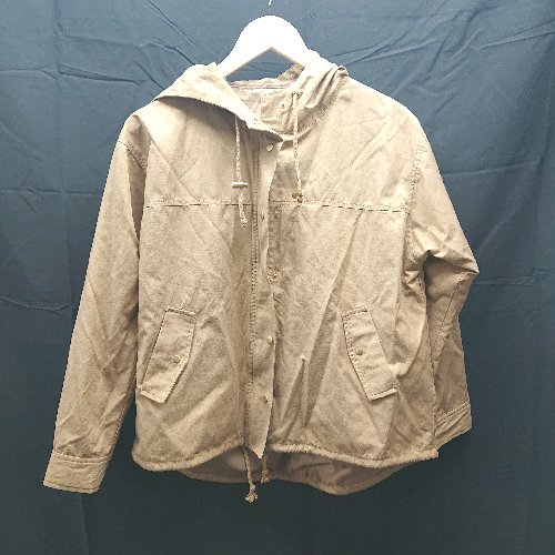 ◇ DRESKIP ドレスキップ フェイクポケット フード ジャケット ワーク 裏地ナイロン 長袖 ジャンパ- サイズM キャメル E 【中古】