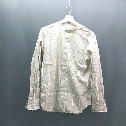 ◇ ◎ BEAUTY&YOUTH UNITED ARROWS カジュアル ストライプ シンプル 胸ポケット 長袖 シャツ サイズM カーキグレー メンズ E 【中古】