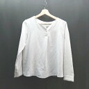 ◇ NATURAL BEAUTY BASIC フロントボタン サイドスリット ハーフボタン 長袖 ブラウス サイズM ライトブルー レディース E 【中古】(4)