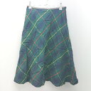 ◇ thescotchhouse ザスコッチハウス チェック柄 大人 ロング丈 フレア スカート サイズ表記なし グリーン系 レディース E 【中古】