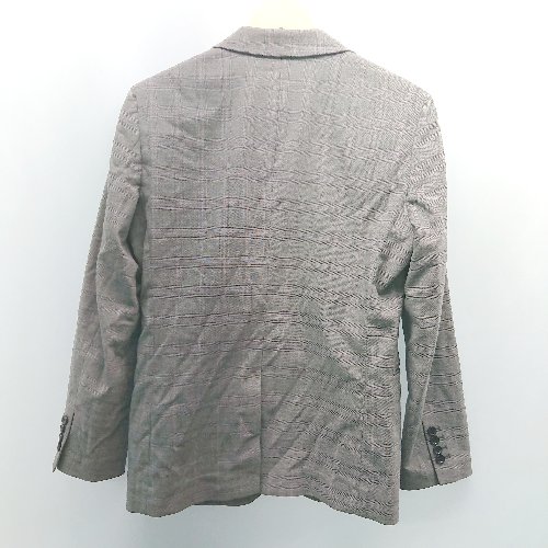 ◇ GU ジーユー チェック柄 背抜き センターベント 胸ポケット Vネック 長袖 ジャケット サイズM グレー メンズ E 【中古】