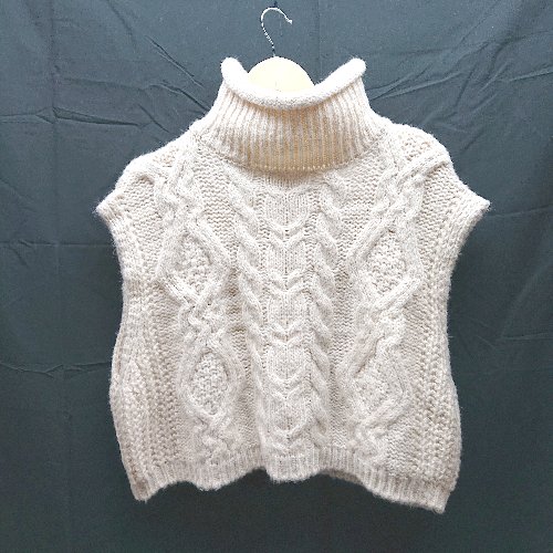 ◇ Lilou リル ハイネック ショート ノースリーブ ニット セーター ベスト サイズ表記なし M相当 アイボ..