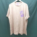 ◇ Positive Messages ロゴプリント バックプリント 半袖 Tシャツ サイズXL サーモンピンク レディースメンズ E 【中古】