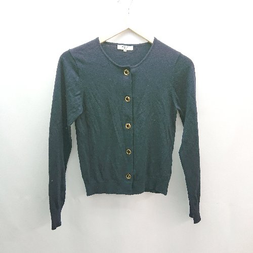 ◇ Natural Beauty Basic フロントボタン 大人っぽい カジュアル 長袖 カーディガン サイズM ネイビー レディース E 【中古】