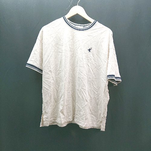 ◇ JaVa ジャバ クルーネック 大人カジュアル 半袖 カットソー サイズM ベージュ レディース メンズ E 【中古】