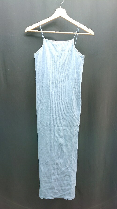 ◇ WHO'S WHO gallery キャミソール パッド スリット リブ タイト ロング丈 ワンピース サイズFREE ブル..