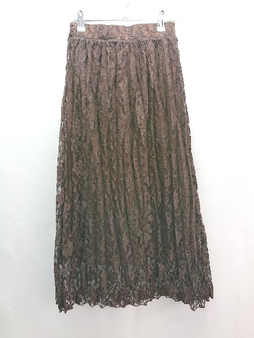 ◇ ◎ naturalcouture ナチュラルクチュール 花柄レース 可愛い ロング丈 フレア スカート サイズF ブラウン レディース E 【中古】