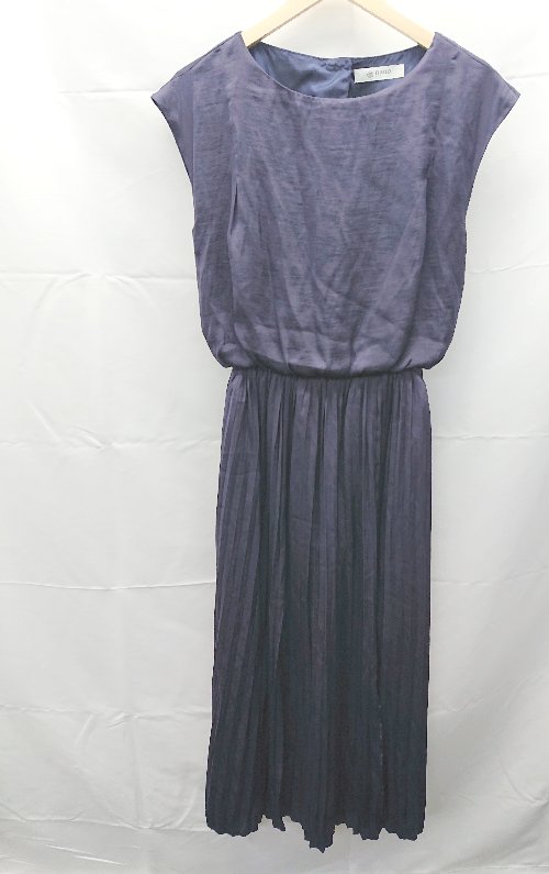 ◇ NANO universe CATALOG ナノ ポリエステル プリーツ ドレス ロング ワンピース サイズ36 ネイビー レ..