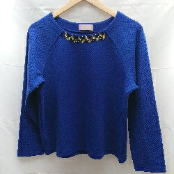 ◇ URBAN RECERCH ニット ブルー 長袖Tシャツ ビジュ- ラウンドネック カットソー FREEサイズ ロイヤルブルー 女 E 【中古】 ◇ URBAN RECERCH ニット ブルー 長袖Tシャツ ビジュ- ラウンドネック カットソー FREEサイズ ロイヤルブルー 女 E 【中古】