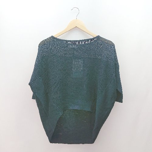 ◇ ◎ ●未使用● aquagirl アクアガール クルーネック 無地 シンプル 半袖 ニット サイズ36 ネイビー レディース E 【中古】