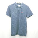 ◇ Levi's リーバイス ブランドロゴ 刺繡 シンプル カジュアル 半袖 ポロシャツ サイズS ネイビー レディース メンズ E 【中古】