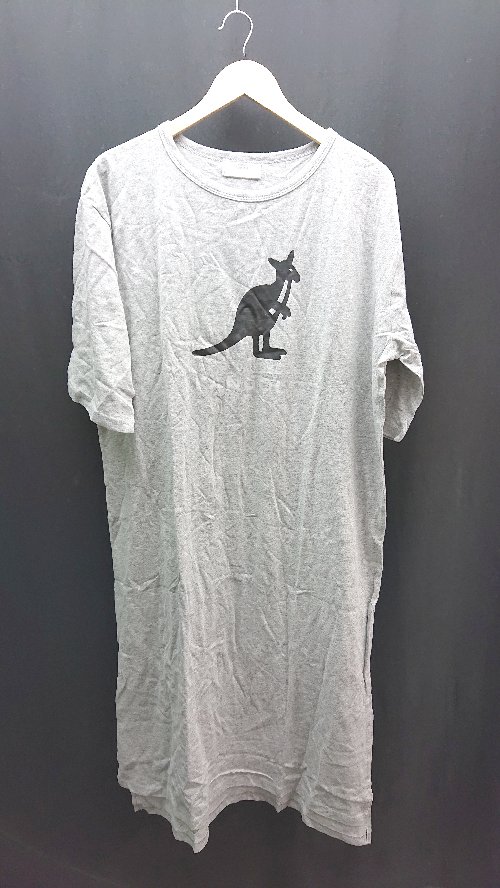 ◇ ◎ ●未使用● KANGOL Tシャツ ラウンドネック ロゴ カジュアル 半袖 ロング ワンピース サイズF グレー レディース E 【中古】