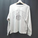 ◇ gleam カジュアル クルーネック 刺繍 メンズライク ベーシック 長袖 Tシャツ サイズFREE グレー レディース E 【中古】