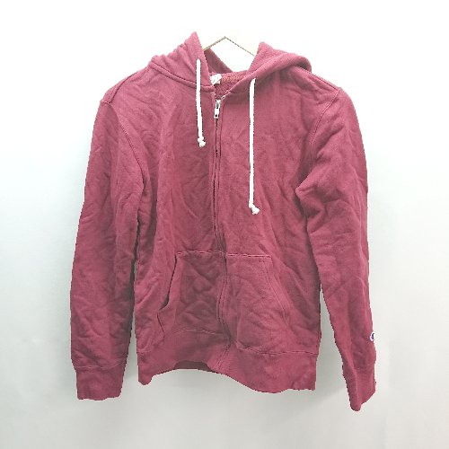 ◇ Champion チャンピオン ジップアップ フーディー 長袖 パーカー サイズMEDIUM ボルドー レディース (メンズ) E 【中古】