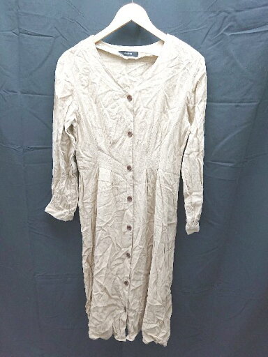 ◇ w closet ダブルクローゼット Vネック ボタン シンプル 長袖 ひざ丈 ワンピース 表記なし ブラウン系 レディース E 【中古】 ◇ w closet ダブルクローゼット Vネック ボタン シンプル 長袖 ひざ丈 ワンピース 表記なし ブラウン系 レディース E 【中古】