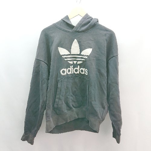 ◇ adidas アディダス ユニセックス フード ブランドロゴ 長袖 パーカー サイズX0 ネイビー レディース メンズ E 【中古】
