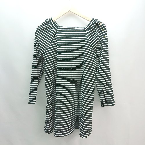 ◇ NICE CLAP ボーダー柄 ショルダーゴム オーバーサイズ 長袖 ニット サイズ ブラック ホワイト レディ..