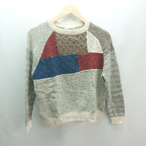 ◇ chambre カジュアル アート 秋冬素材 ナチュラル 長袖 ニット サイズF グレー/ブラウン/レッド レディース E 【中古】