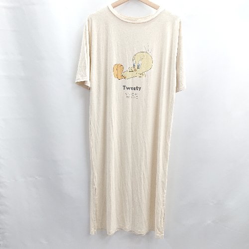 ◇ ⊂ SNIDEL HOME Tweety プリント 部屋着 半袖 ロング丈 ワンピース サイズONE アイボリー系 レディース E 【中古】