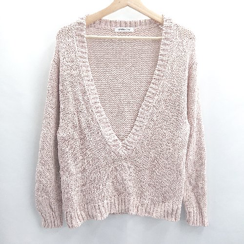 ◇ ⊂ BABYLONE バビロン 深Vネック カジュアル 長袖 ニット カットソー サイズ表記なし ピンク系 レディース E 【中古】(4)