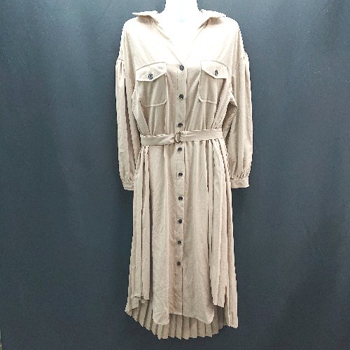 ◇ ◎ ●未使用● R・P・S 無地 フェミニン かわいい 大人っぽい 長袖 ロング ワンピース サイズM ベージュ レディース E 【中古】