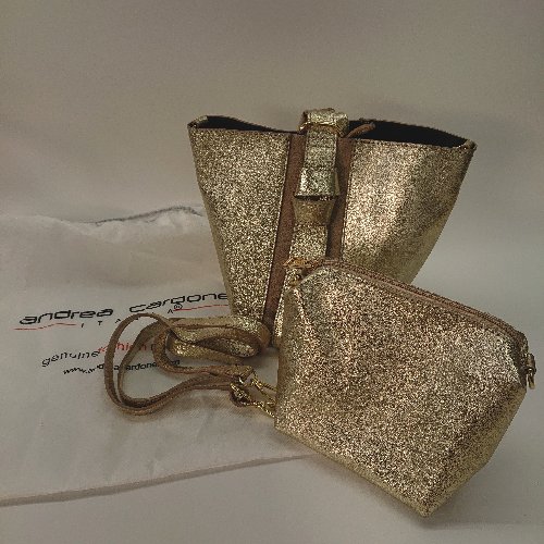 ◇ andrea cardone アンドレアカルドネ スクエア ポーチ付け替え 44way トートバッグ ゴールド E 【中古】 ◇ andrea cardone アンドレアカルドネ スクエア ポーチ付け替え 44way トートバッグ ゴールド E 【中古】