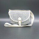 ◇ HARRIS TWEED ハリスツィード 白黒 ミックス マグネット 内ポケットあり キャンバスベルト ショルダーバック 白/黒 女 E 【中古】(4)
