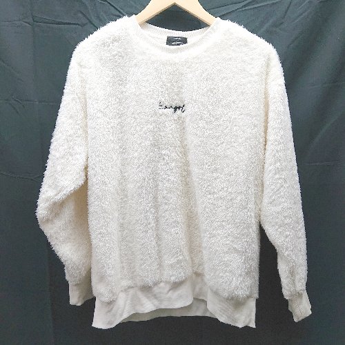 ◇ KANGOL　カンゴール ボア　刺繡　クルーネック 長袖 トレーナー サイズS クリーム系 レディース E 【..