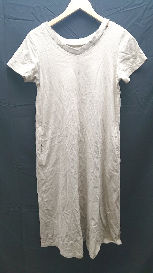 ◇ AZUL アズール Vネック ポケット有 マキシ丈 アースカラー 半袖 ロング丈 ワンピース サイズS アイボリー E 【中古】