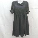 ◇ Ank Rouge アンクルージュ 丸襟、パフスリーブ 半袖 ひざ丈 ワンピース サイズM ブラック レディース E 【中古】