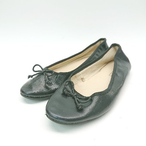 ◇ Samansa Mos 飾りリボン　ノーヒール 軽量 柔らか素材 パンプス サイズM ブラック レディース E 【中古】