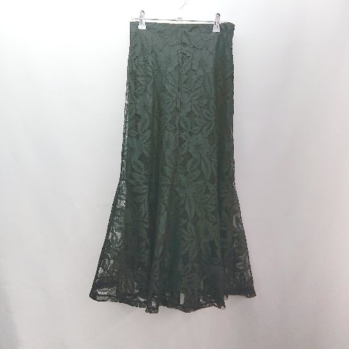 ◇ classicalelf クラシカルエルフ ウエストゴム レース 裏地 膝丈 フレア スカート サイズM ブラック レディース E 【中古】