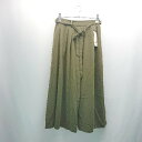 ◇ ◎ ●未使用● LOWRYS FARM タックプリーツ バックウエストゴム ロング丈 フレア スカート サイズF カーキ レディース E 【中古】
