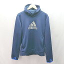 ◇ Adidas アディダス フード付き ブランドロゴ ポケット付き 長袖 パーカー サイズ0 ネイビー メンズ E 【中古】