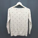 ◇ NATURAL BEAUTY BASIC Uネック ケーブル 起毛 総柄 薄手 シンプル 長袖 ニット サイズM ベージュ レディース E 【中古】